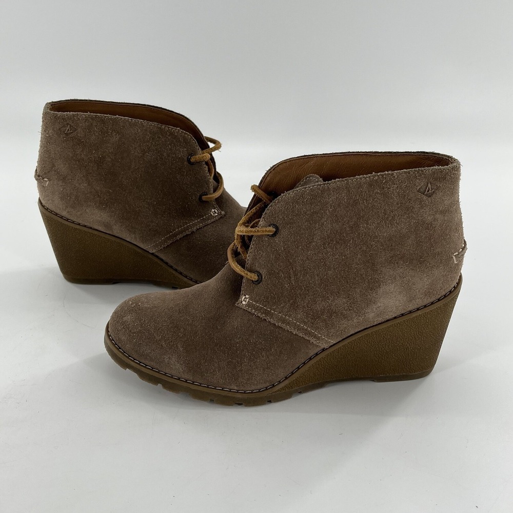 Sperry Top Sider Harlow Wedge Ankle Bootie Womens 8 M Suede Leather Stella Prow - Picture 14 of 16